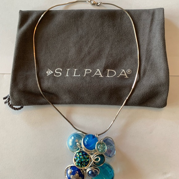 925 sterling silver pendant and necklace with multiple blue gems - Picture 7 of 9